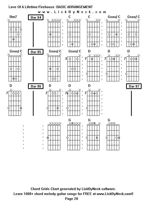 Chord Grids Chart of chord melody fingerstyle guitar song-Love Of A Lifetime-Firehouse -BASIC ARRANGEMENT,generated by LickByNeck software.